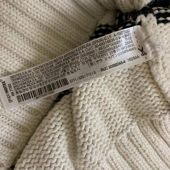 Zara Blue White Striped Knit Crewneck Casual Pullover Sweater Small Oversized - Picture 4 of 5